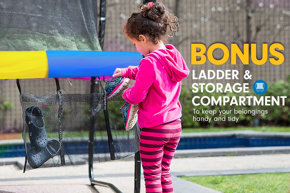 10ft Outdoor Trampoline Kids Children With Safety Enclosure Pad Mat Ladder - Rainbow