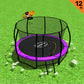 Kahuna Trampoline for Kids 12FT Outdoor Children with Safety Enclosure Pad Mat Ladder Basketball Hoop Set - Purple