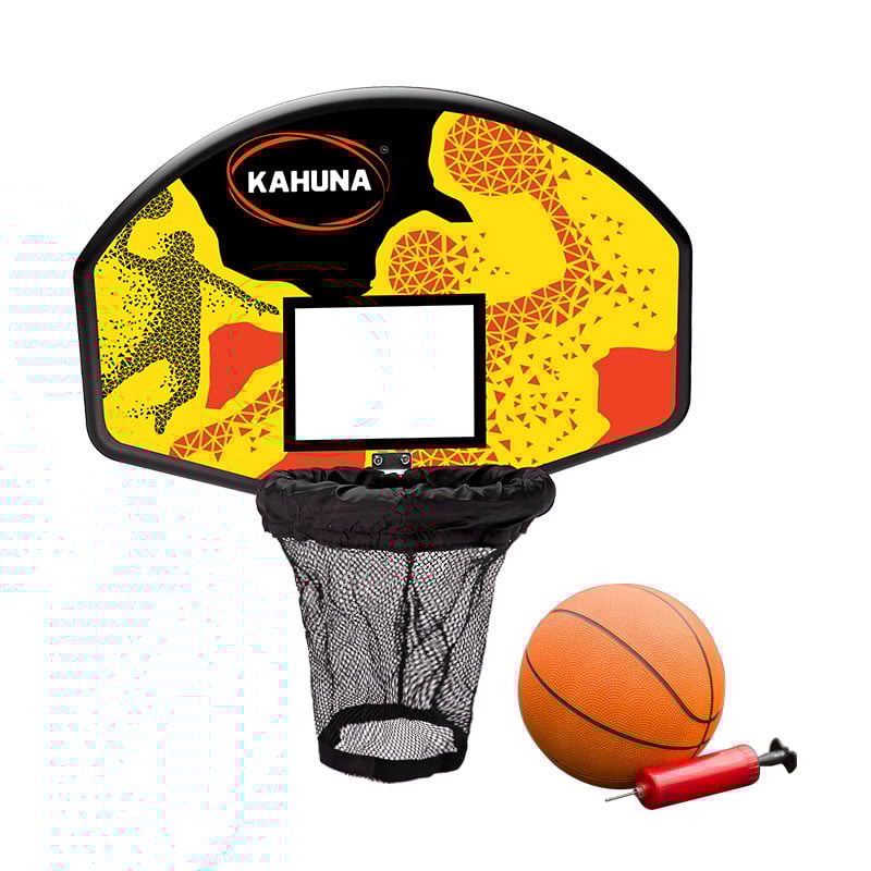 Kahuna Trampoline for Kids 12FT Outdoor Children with Safety Enclosure Pad Mat Ladder Basketball Hoop Set - Purple