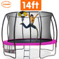 Kahuna Trampoline for Kids 14FT Outdoor Children with Safety Enclosure Pad Mat Ladder Basketball Hoop Set - Pink