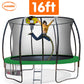 16ft Outdoor Trampoline Kids Children With Safety Enclosure Pad Mat Ladder Basketball Hoop Set - Green