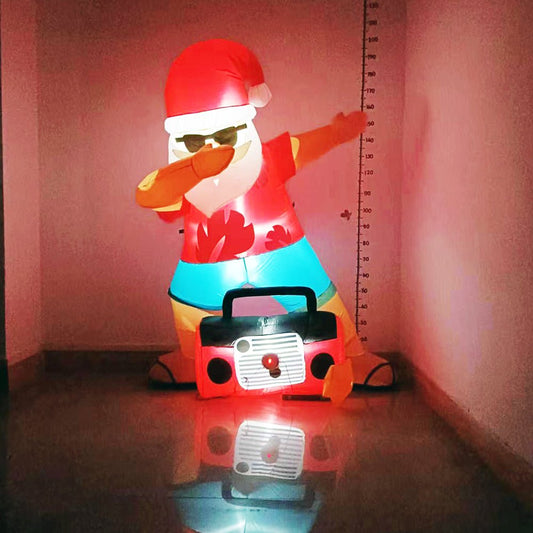 Santa Beach Post 1.8M Lights Radio Xmas Inflatable with Music