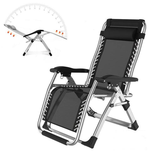 Brayden Outdoor Folding Reclining Garden Beach Chair Sun Lounger Deck Recliner - Silver & Black