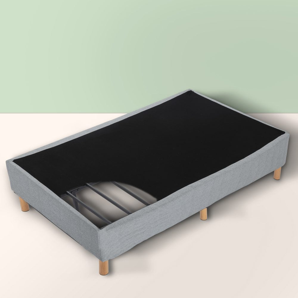 Vera Ensemble Bed Base Mattress Foundation with Metal Stats - Light Grey Queen