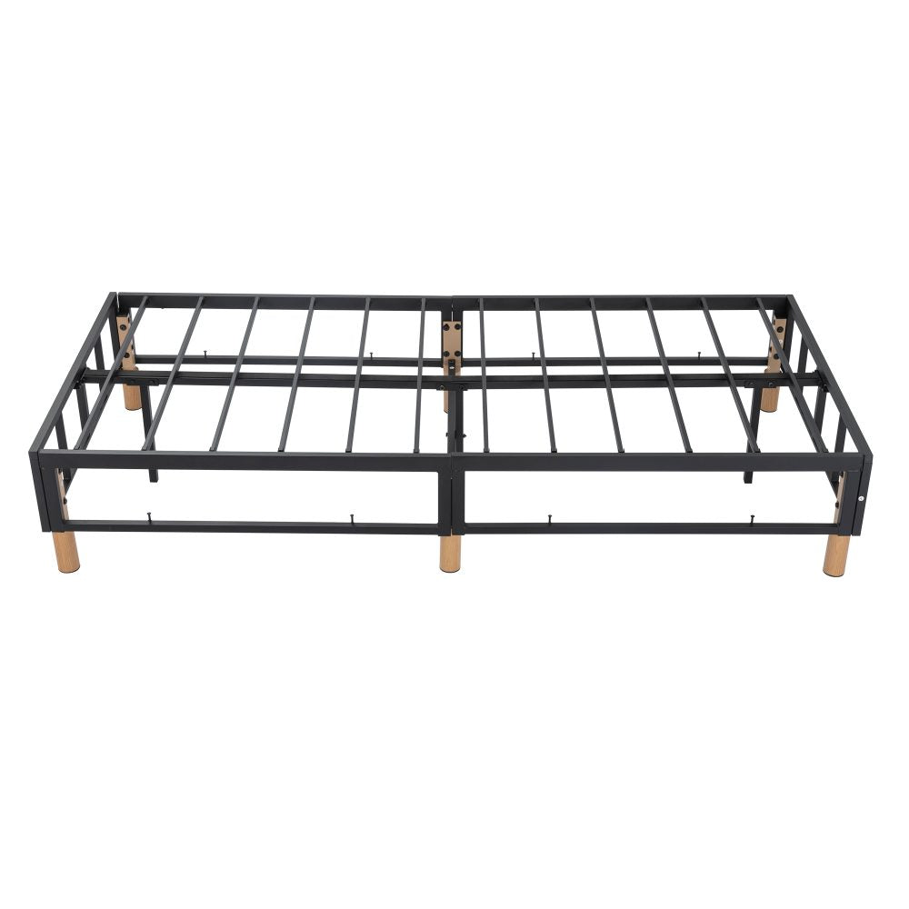 Vera Ensemble Bed Base Mattress Foundation with Metal Stats - Light Grey Queen