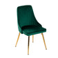 Tatum Set of 2 Velvet Dining Chairs Art Deco Design with Gold Metal Legs - Green