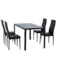 5-Piece Tazio Black Dining Table & Chair Set Dinner Glass Leather Kitchen