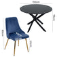5-Piece Lello Blue Dining Table & Chair Set Marble Velvet