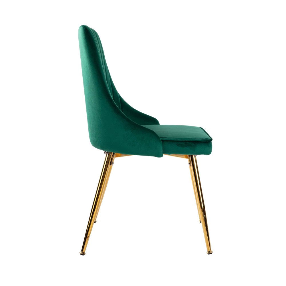 6-Piece Zelma Green Dining Table & Chair Set Velvet
