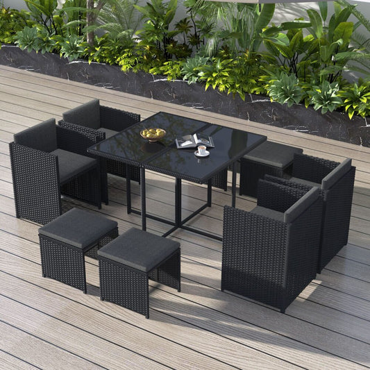 Horrocks 8 Seater Outdoor Dining Set - Black