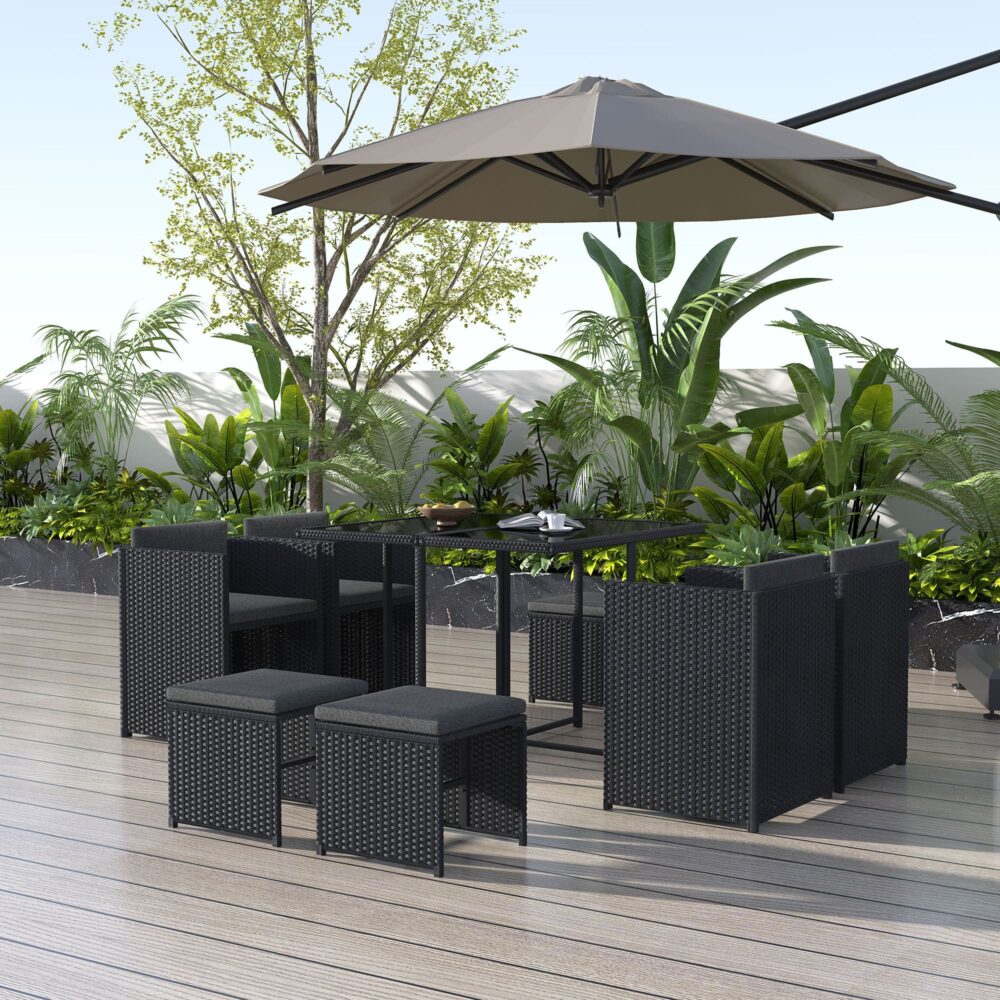 Horrocks 8 Seater Outdoor Dining Set - Black