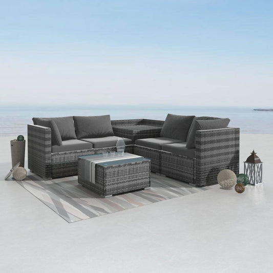 Robyn 5-Seater Modular Lounge Sofa 6-Piece Outdoor Sofa - Grey