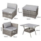 Spencer 7-Seater Wicker Table & Chairs 8-Piece Outdoor Dining Set - Grey