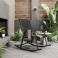 Ellise Rocking Chair High Back Rocker Chairs Steel Metal Textilene Fabric - Black