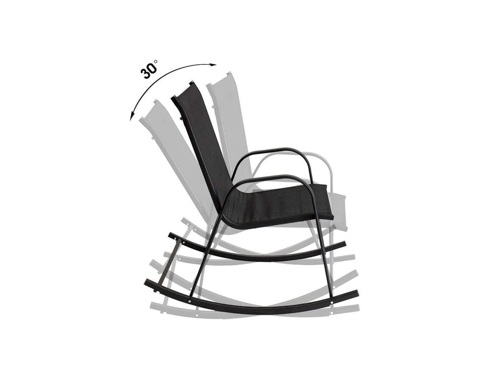 Ellise Rocking Chair High Back Rocker Chairs Steel Metal Textilene Fabric - Black