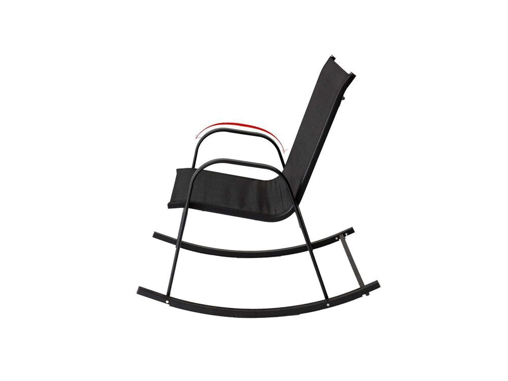 Ellise Rocking Chair High Back Rocker Chairs Steel Metal Textilene Fabric - Black