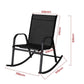 Ellise Rocking Chair High Back Rocker Chairs Steel Metal Textilene Fabric - Black