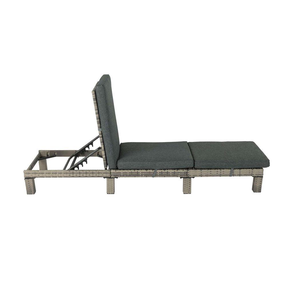 Dylan Rattan Sunbed With Adjustable Recline - Grey
