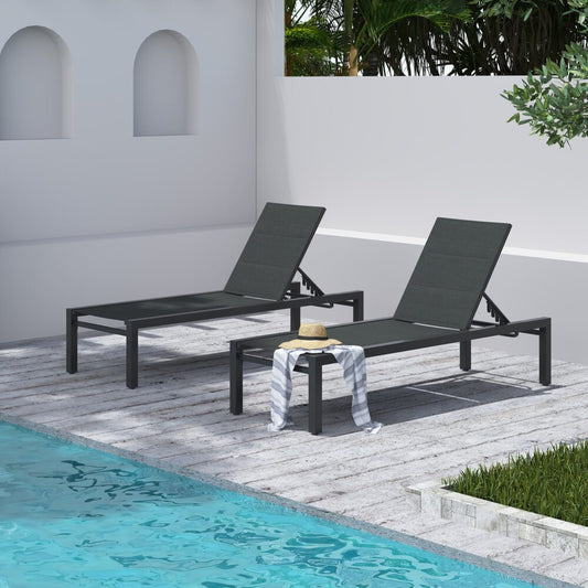 Clint Adjustable Outdoor Sun Lounger In Aluminium Dark Grey
