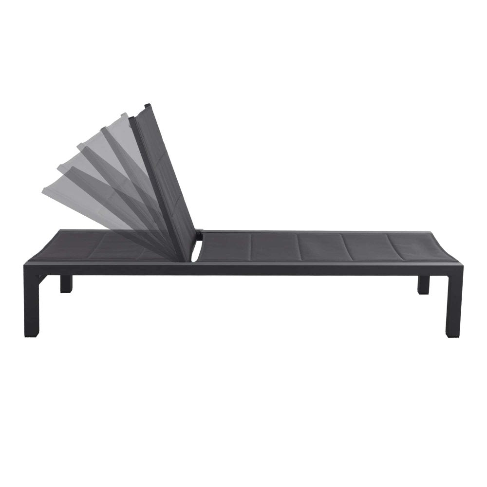 Clint Adjustable Outdoor Sun Lounger In Aluminium Dark Grey