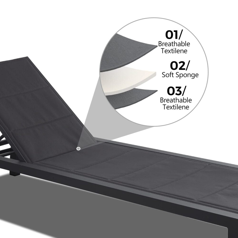 Clint Adjustable Outdoor Sun Lounger In Aluminium Dark Grey