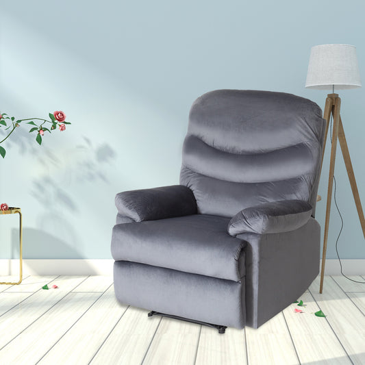 Daphne Single Recliner Chair Velvet - Grey