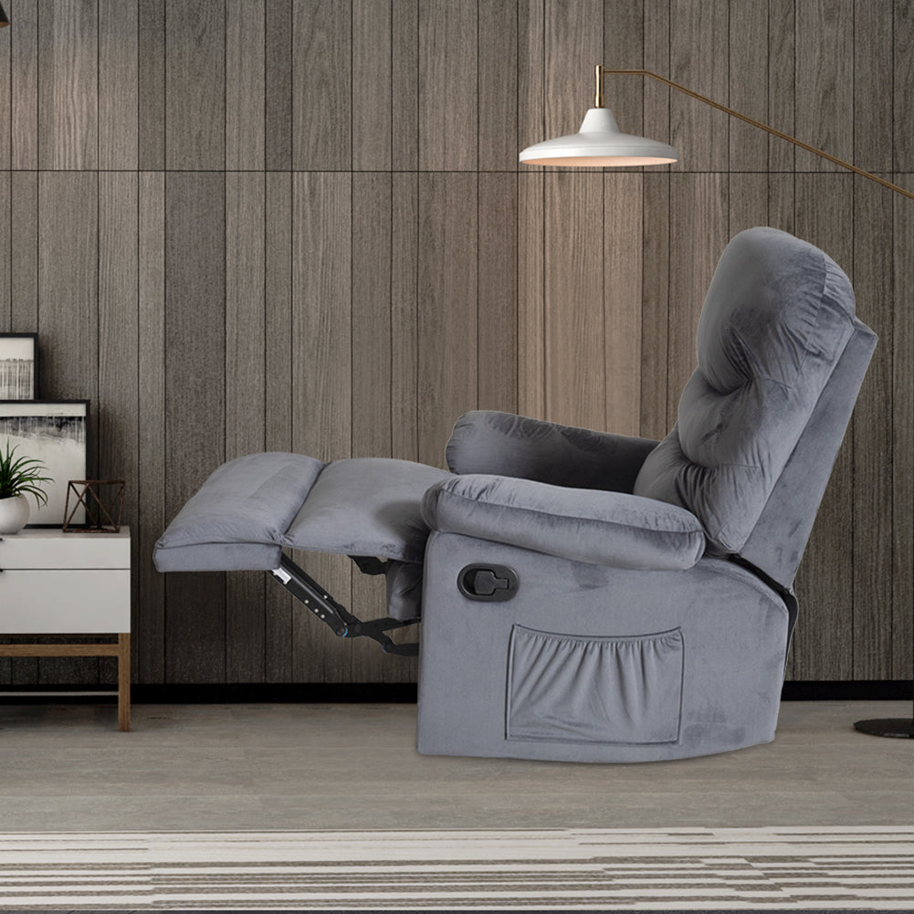Daphne Single Recliner Chair Velvet - Grey