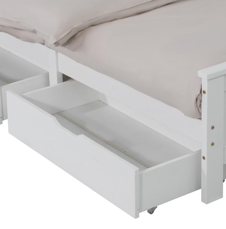 Leah Set of 2 Wooden Bed Frame Storage Trundle Drawers - White