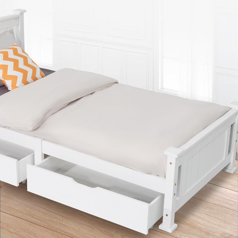 Leah Set of 2 Wooden Bed Frame Storage Trundle Drawers - White