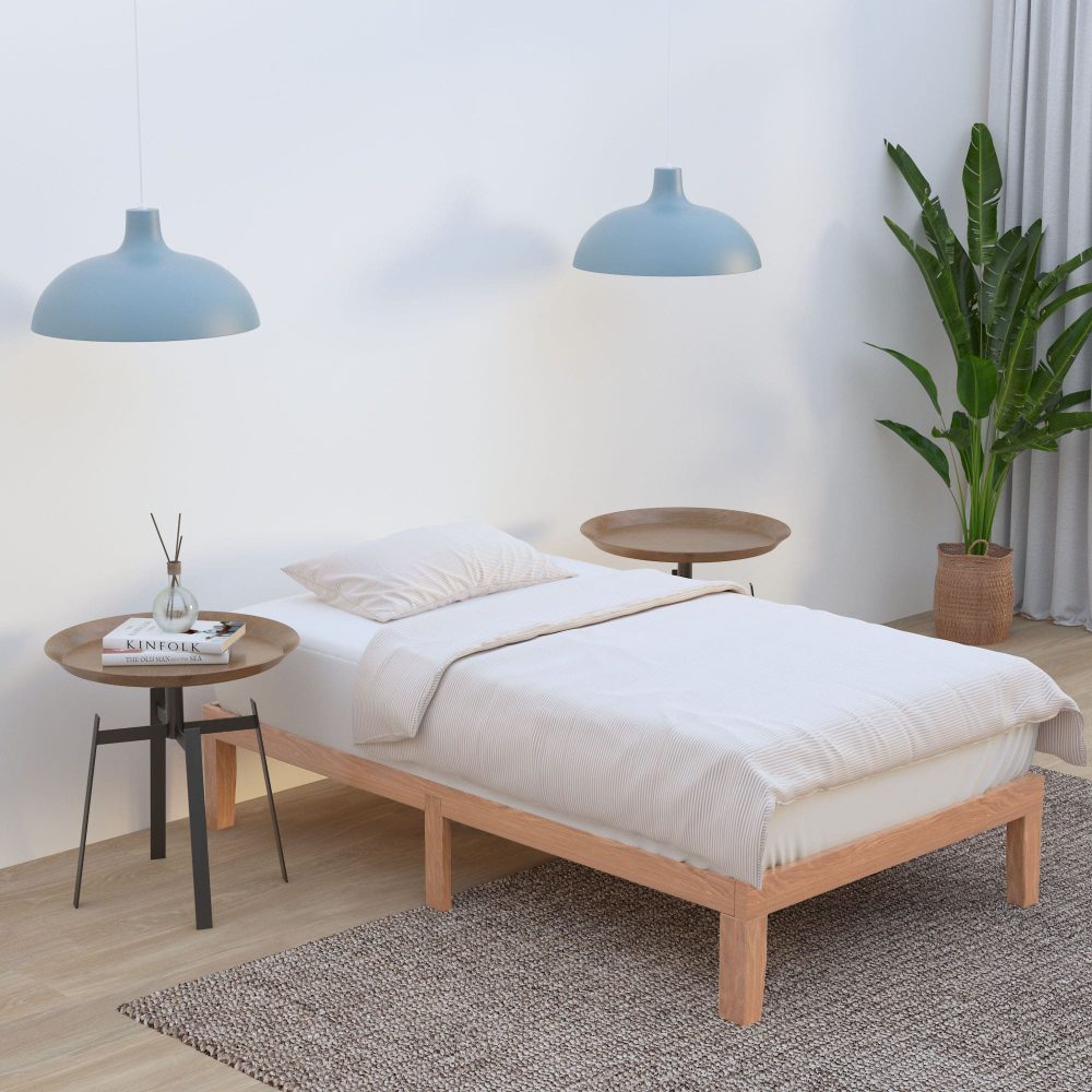 Lorelei Warm Wooden Natural Bed Base Frame - Natural Wood Single