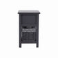 Belleville Wooden Bedside Tables with Wicker Basket - Grey