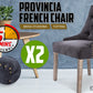 Sybil Set of 2 French Provincial Dining Chair Oak Leg - Black