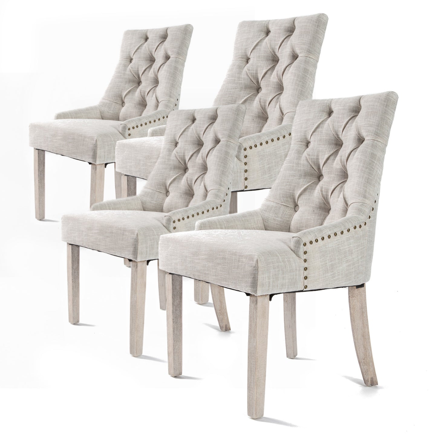 Sybil Set of 4 French Provincial Dining Chair Oak Leg - Cream