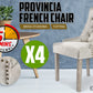 Sybil Set of 4 French Provincial Dining Chair Oak Leg - Cream