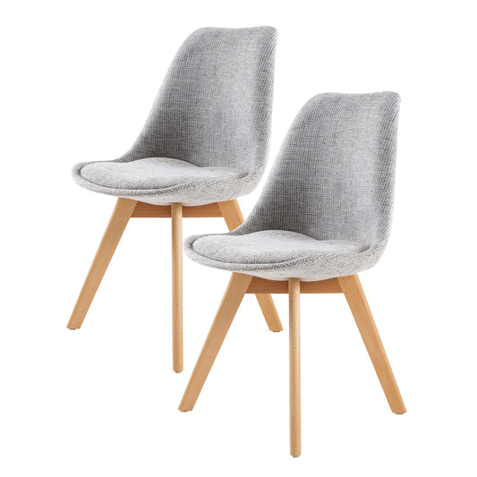 Fleur Set of 2 Retro Dining Cafe Chair Padded Seat - Grey