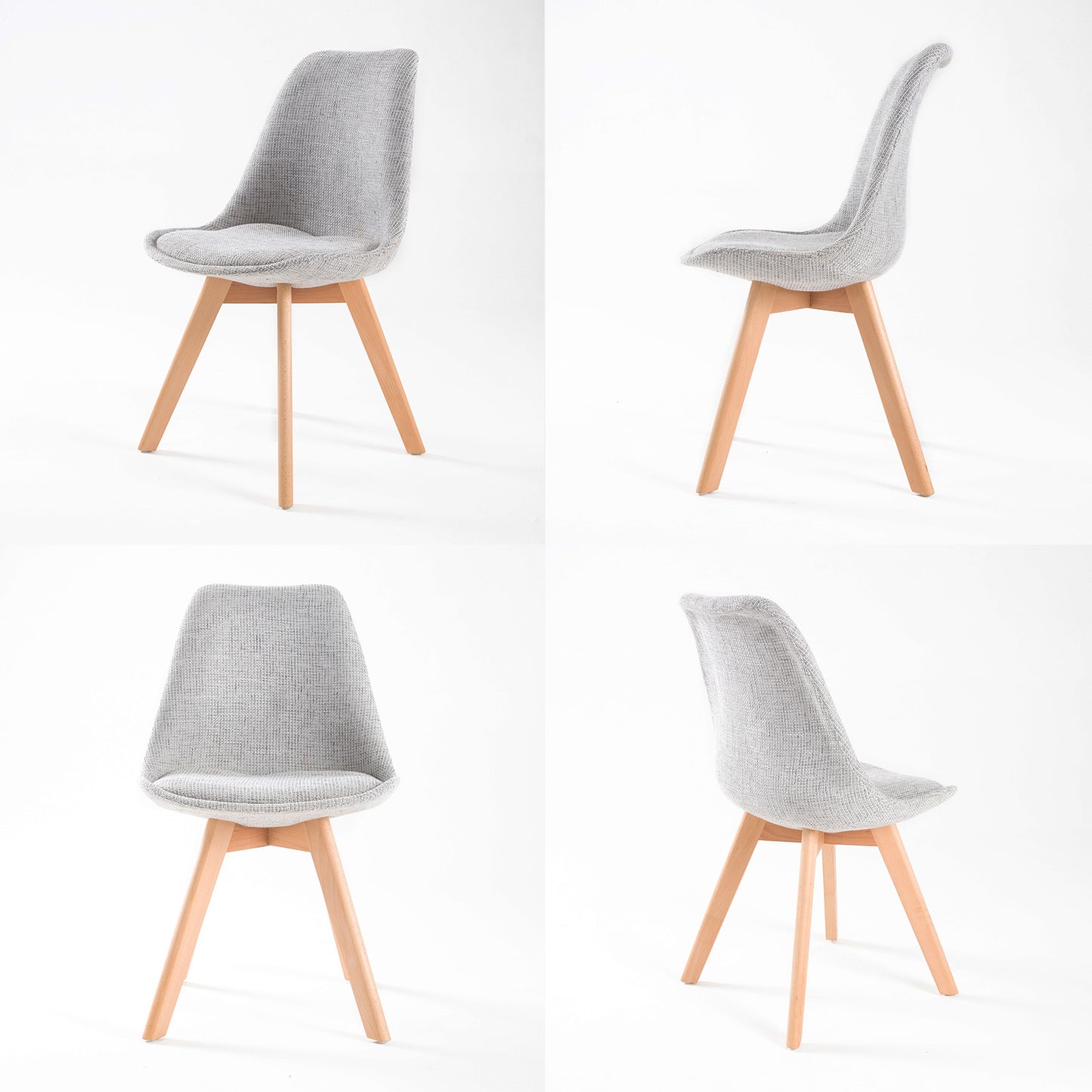 Fleur Set of 2 Retro Dining Cafe Chair Padded Seat - Grey