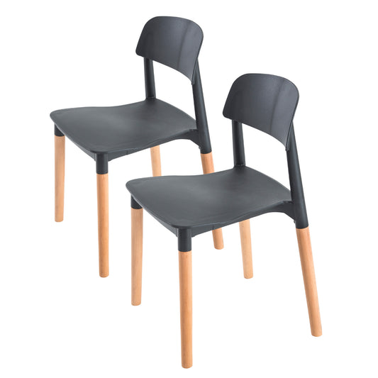 Mabel Set of 2 Retro Belloch Stackable Dining Cafe Chair - Black
