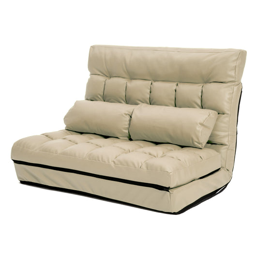 Merryn 2-Seater Lounge Couch Sofa Bed Double Seat Leather - Beige