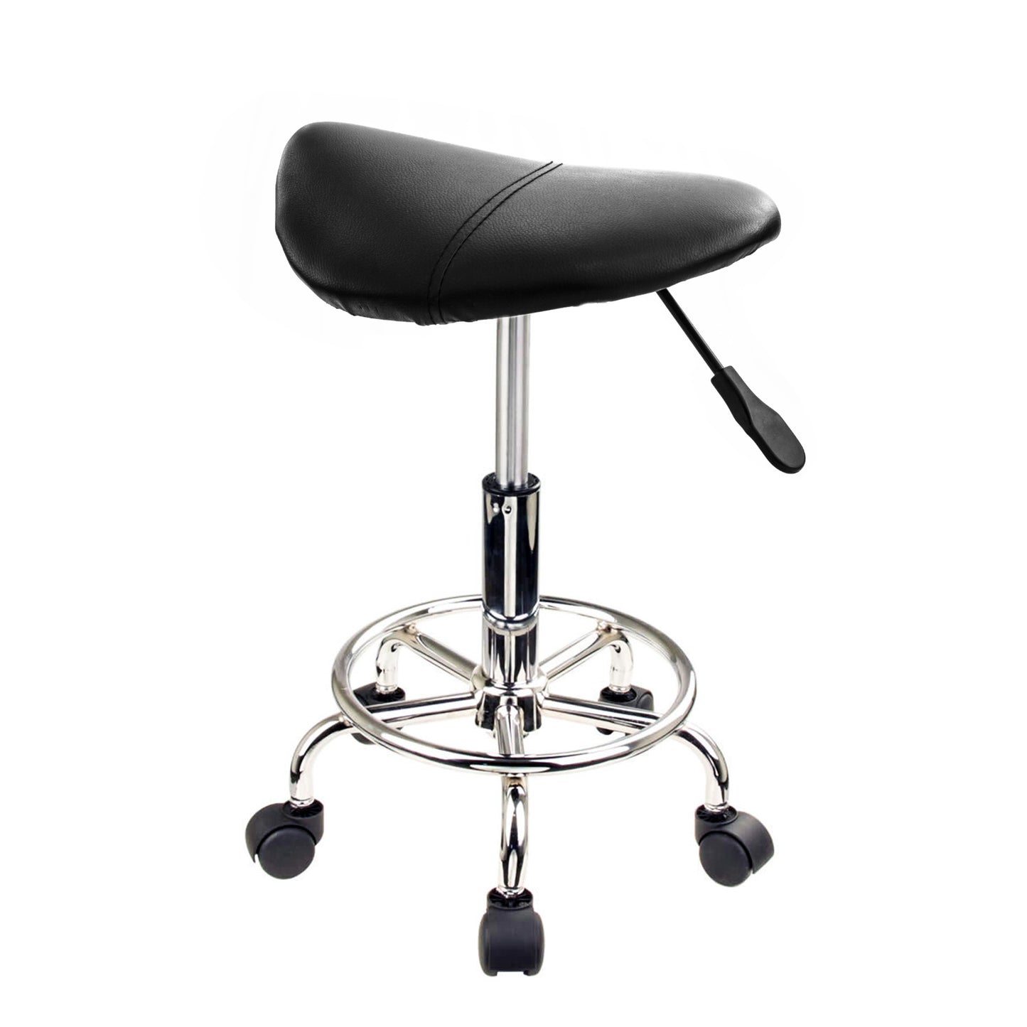 Salon Barber Stool Swivel Saddle Type - Black