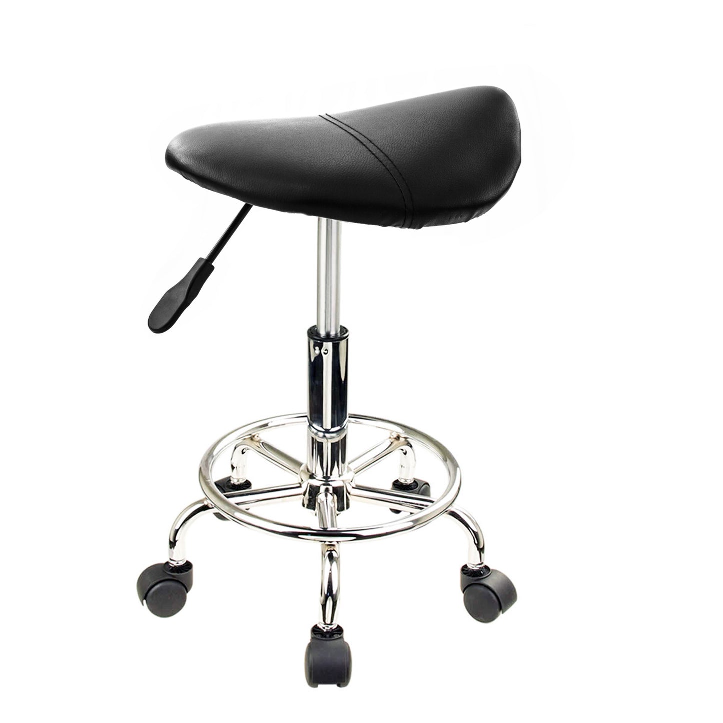 Salon Barber Stool Swivel Saddle Type - Black