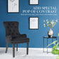 Arabella Set of 4 French Provincial Dining Chair Ring Studded Velvet Rubberwood Leg - Black