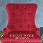 Arabella Set of 4 French Provincial Dining Chair Ring Studded Velvet Rubberwood Leg - Bordeaux Red