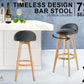 Set of 2 Aberdeen Wooden Bar Stool Dining Chair Fabric - Grey