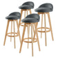 Set of 4 Aberdeen Wooden Bar Stool Dining Chair Fabric - Grey