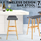 Set of 2 Birmingham Wooden Bar Stool Dining Chair Fabric - Grey