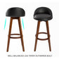 Set of 2 Coventry Wooden Bar Stool Dining Chair Leather - Black & Brown