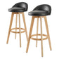 Set of 2 Carlisle Wooden Bar Stool Dining Chair Leather - Black