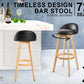 Set of 2 Carlisle Wooden Bar Stool Dining Chair Leather - Black