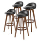 Set of 4 Coventry Wooden Bar Stool Dining Chair Leather - Black & Brown