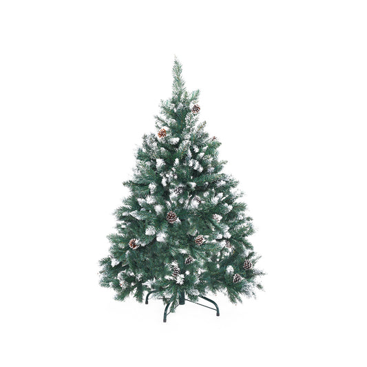 4ft 1.2m 390 Tips Snowy Christmas Tree Xmas Pine Cones Green